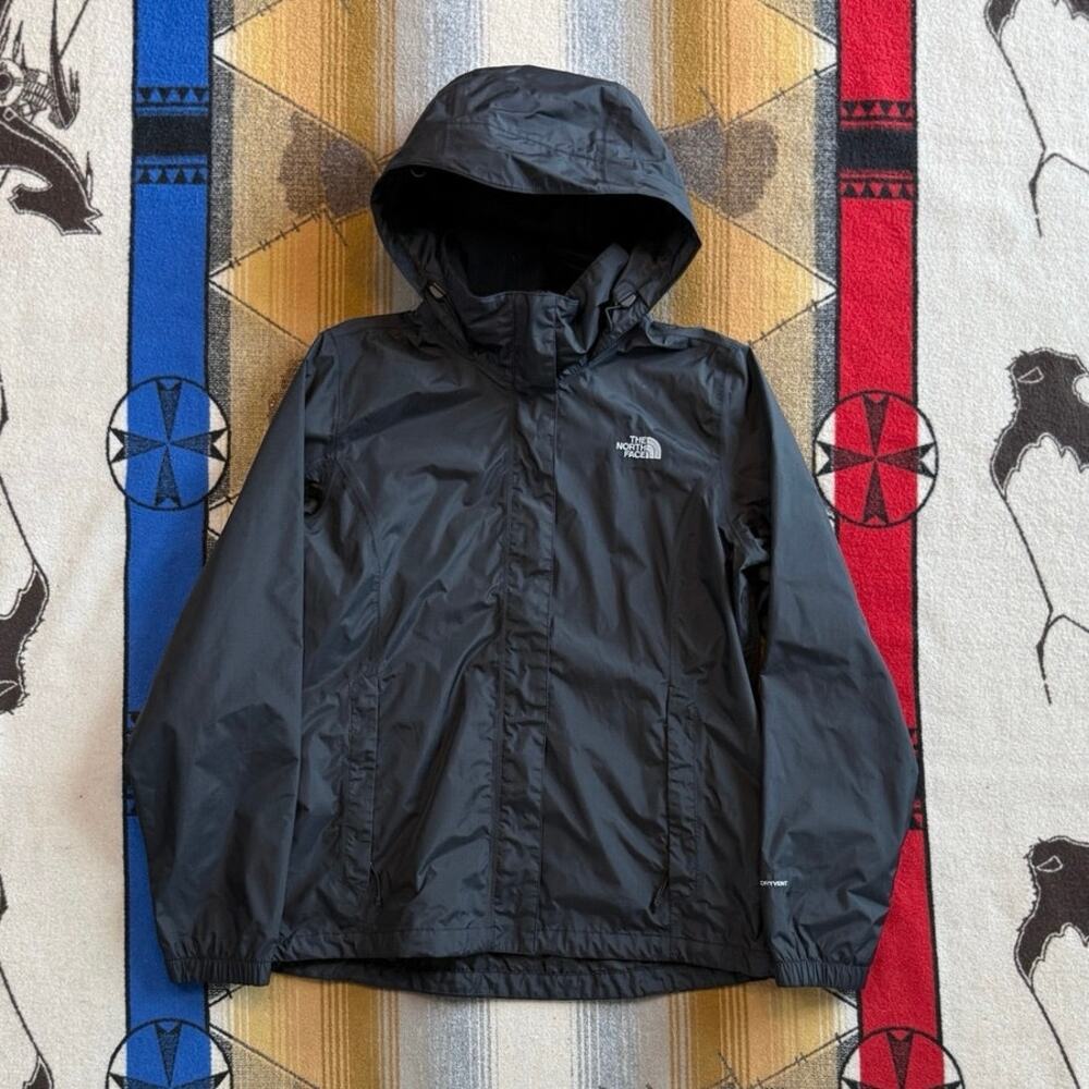 The North Face Jacket Womens Large Black Dryvent Rain Waterproof Hooded Full Zip